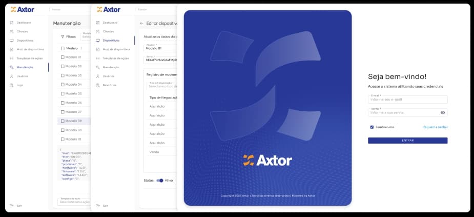 Interface of the technological solution developed for Axtor.